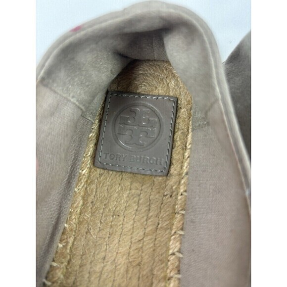 Tory Burch Yasmin Flats Espadrilles Grey Suede 7 Mirror Accents - Picture 10 of 11